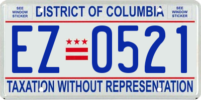 DC license plate EZ0521