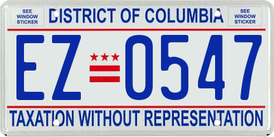 DC license plate EZ0547