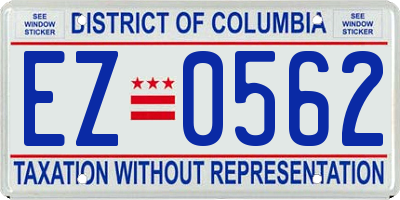 DC license plate EZ0562