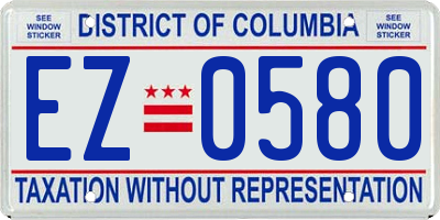 DC license plate EZ0580