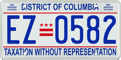 DC license plate EZ0582