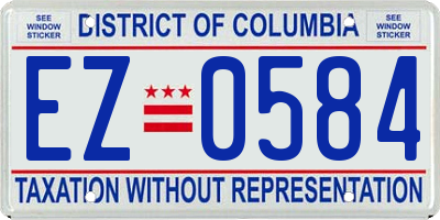 DC license plate EZ0584