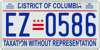 DC license plate EZ0586