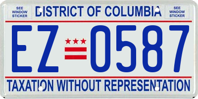 DC license plate EZ0587