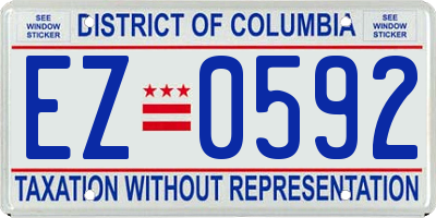 DC license plate EZ0592