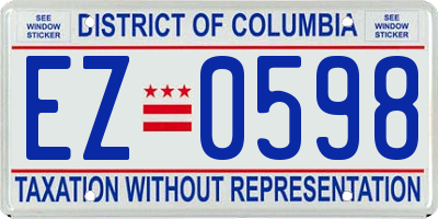 DC license plate EZ0598