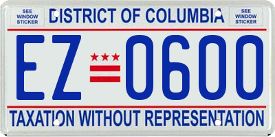 DC license plate EZ0600