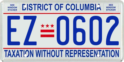 DC license plate EZ0602