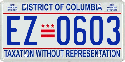 DC license plate EZ0603