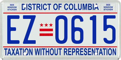 DC license plate EZ0615