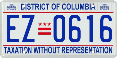 DC license plate EZ0616