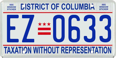 DC license plate EZ0633