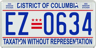 DC license plate EZ0634