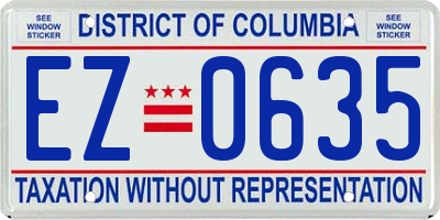 DC license plate EZ0635