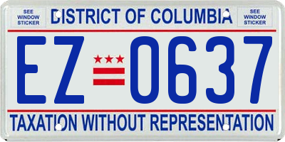 DC license plate EZ0637