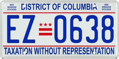 DC license plate EZ0638