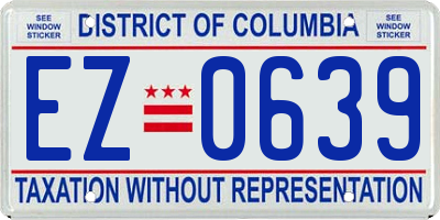 DC license plate EZ0639