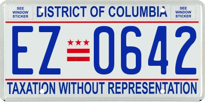 DC license plate EZ0642