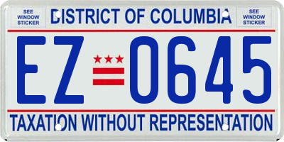 DC license plate EZ0645