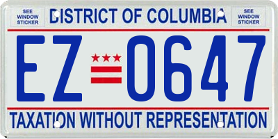 DC license plate EZ0647