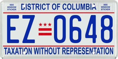 DC license plate EZ0648