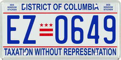 DC license plate EZ0649