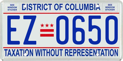 DC license plate EZ0650