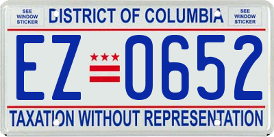 DC license plate EZ0652