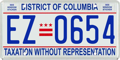 DC license plate EZ0654