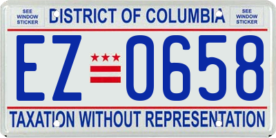 DC license plate EZ0658