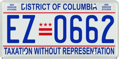 DC license plate EZ0662