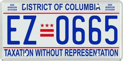 DC license plate EZ0665