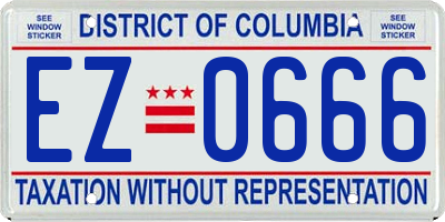 DC license plate EZ0666