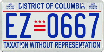 DC license plate EZ0667