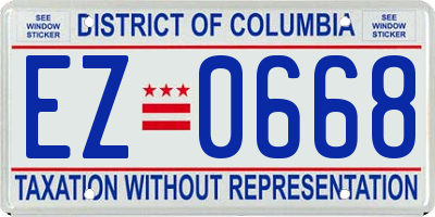 DC license plate EZ0668