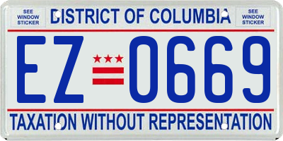 DC license plate EZ0669