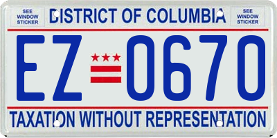 DC license plate EZ0670