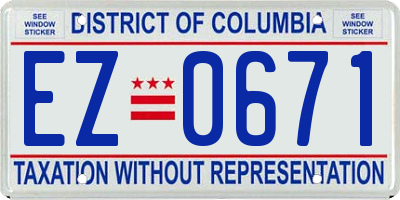 DC license plate EZ0671