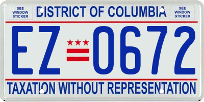 DC license plate EZ0672