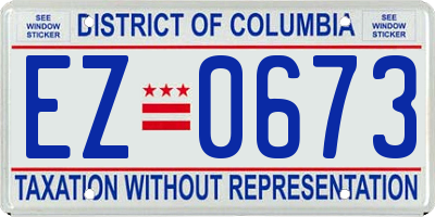 DC license plate EZ0673