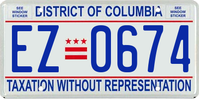 DC license plate EZ0674