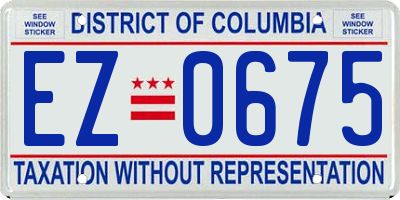 DC license plate EZ0675