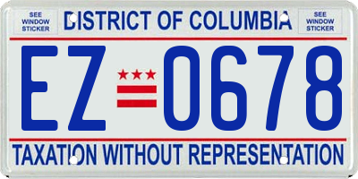 DC license plate EZ0678