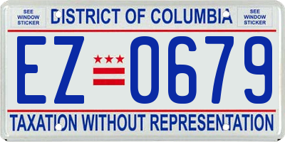 DC license plate EZ0679