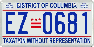 DC license plate EZ0681