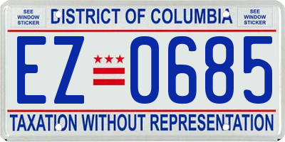 DC license plate EZ0685