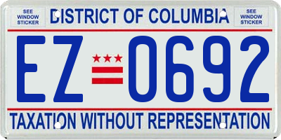 DC license plate EZ0692