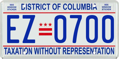 DC license plate EZ0700