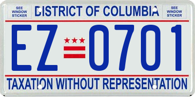 DC license plate EZ0701