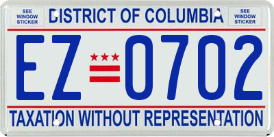 DC license plate EZ0702